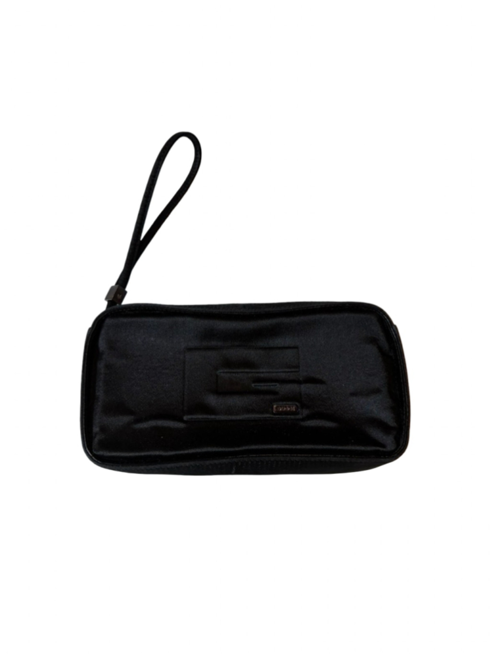 Vintage Gucci Black Satin Wristlet Cosmetic Makeup Bag Clutch Pouch